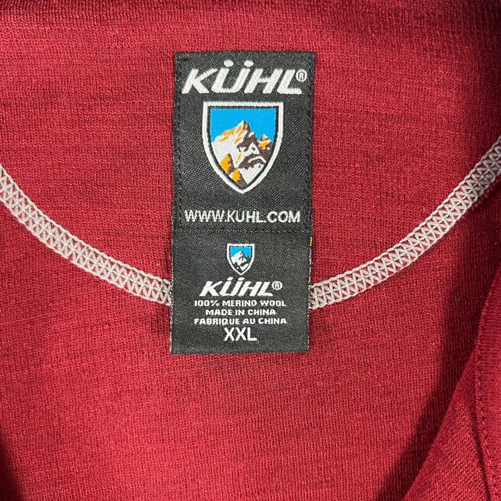 Kuhl Quarter 1/4 Zip Pullover Sweater Men's 2XL Red 100% Merino Wool Hiking - Picture 2 of 7